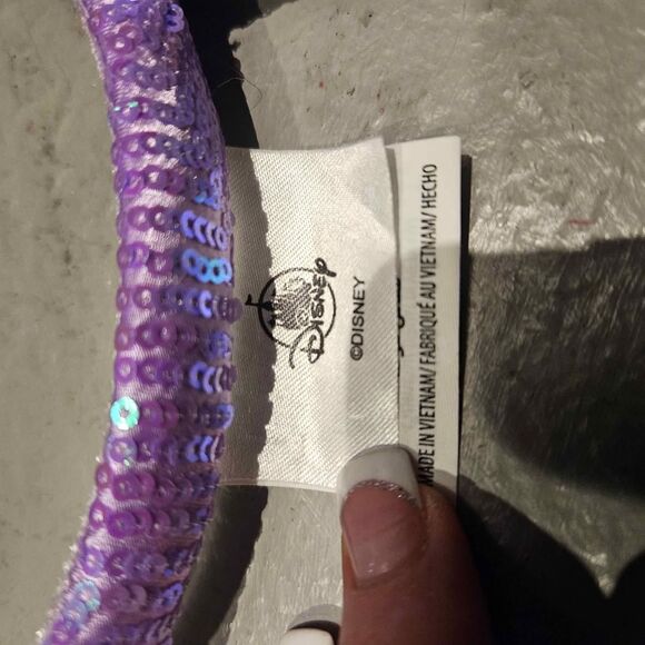 Disney Minnie Mouse Ears Irisdescent Lavender Purple and Sequins Headband - Picture 5 of 6